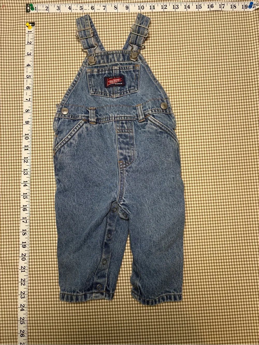 Vintage Y2K Old Navy Baby Denim Overalls Carpenter 6-12 Months